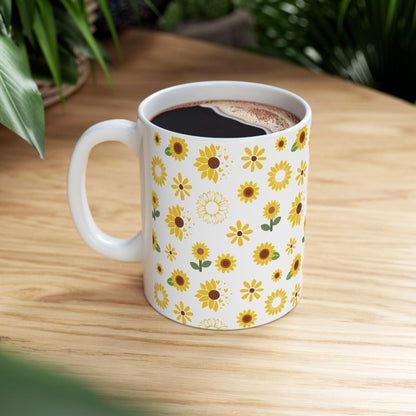 Sunflower Burst Mug Yellow Summer Flower Ceramic Coffee Cup Sunny Floral Spring Tea Mug Birthday Gift for Garden Lover - Mug - Kristine Celestine