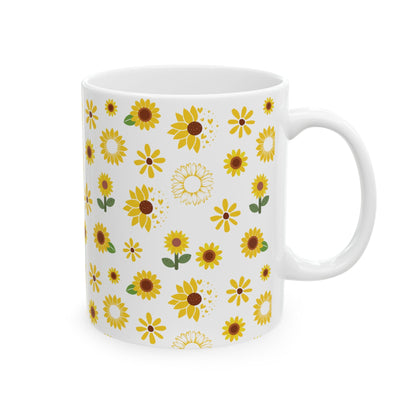 Sunflower Burst Mug Yellow Summer Flower Ceramic Coffee Cup Sunny Floral Spring Tea Mug Birthday Gift for Garden Lover - Mug - Kristine Celestine