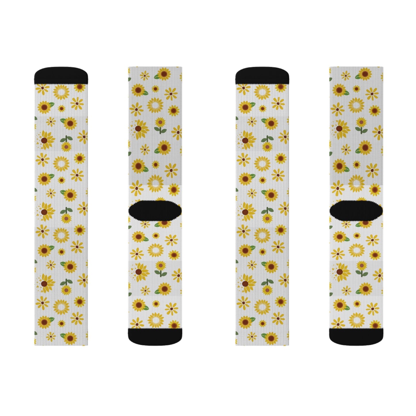 Sunflower Burst Socks Cute Comfy Yellow Summer Flower Crew Socks Cozy Spring Floral Socks - All Over Prints - Kristine Celestine