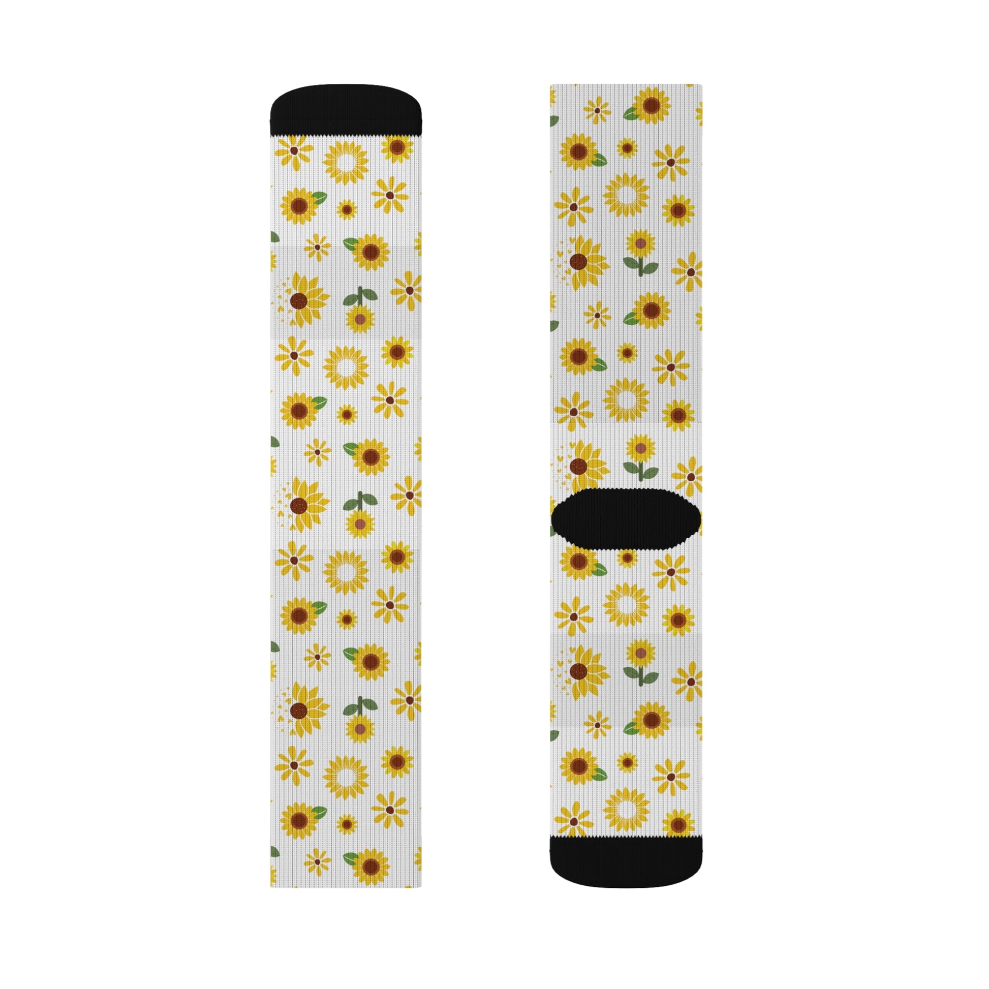 Sunflower Burst Socks Cute Comfy Yellow Summer Flower Crew Socks Cozy Spring Floral Socks - All Over Prints - Kristine Celestine