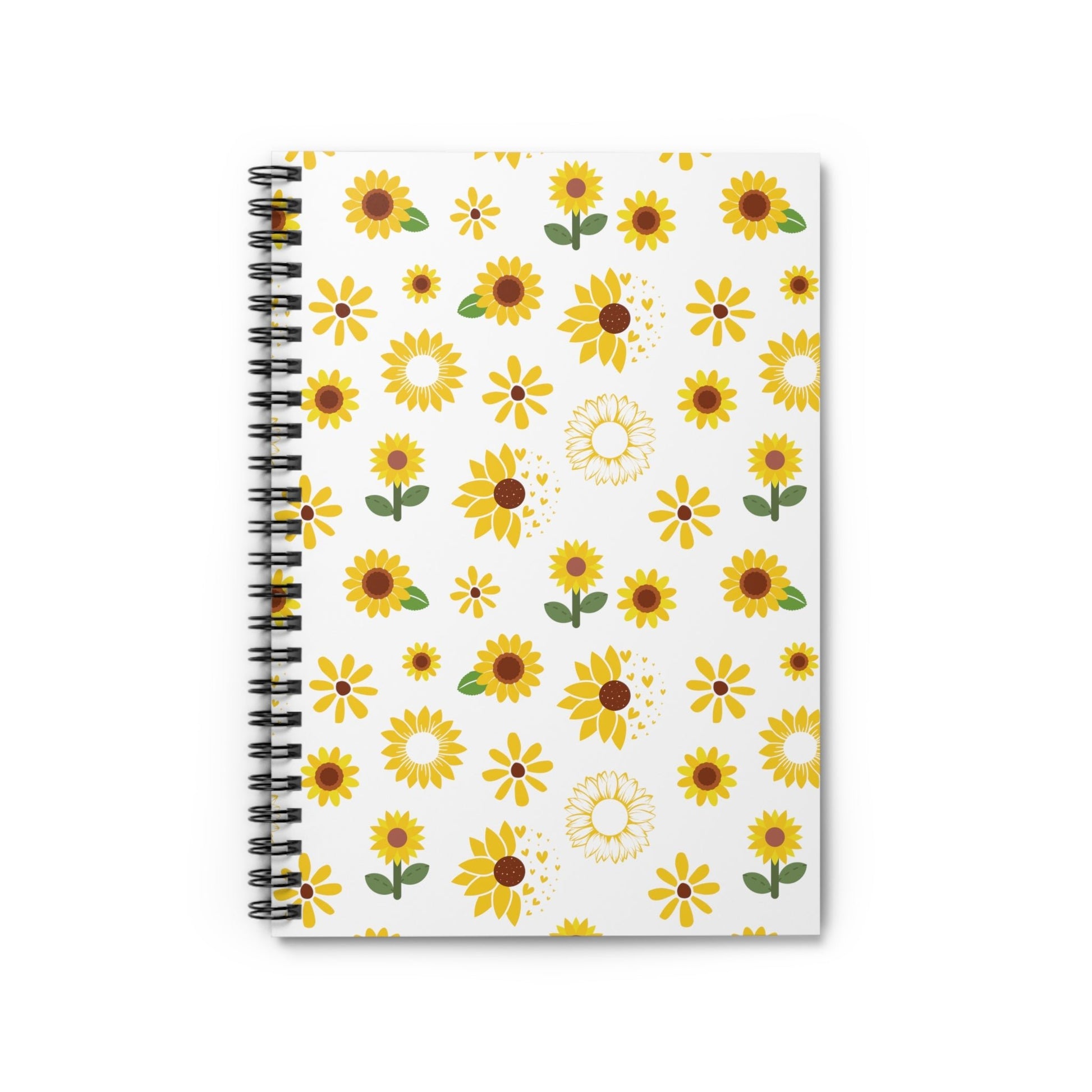 Sunflower Burst Spiral Notebook 6x8" Cute Yellow Summer Journal Floral Spring School Notebook - Paper products - Kristine Celestine