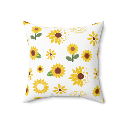 Sunflower Burst Square Pillow Summer Flower Cushion Cute Yellow Spring Floral Throw Pillow Accent Pillow Dorm Room Decor - Home Decor - Kristine Celestine