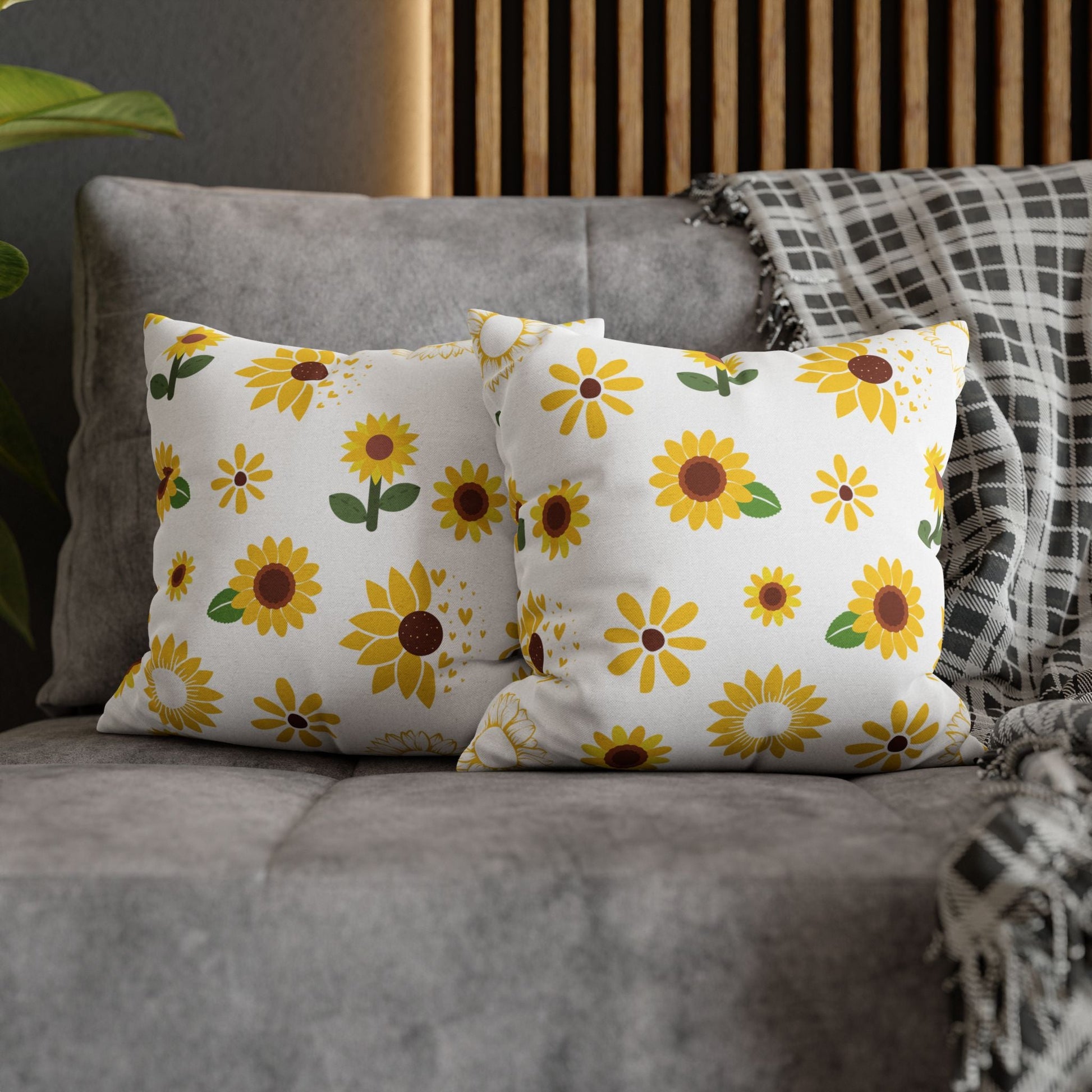 Sunflower Burst Square Pillowcase Pretty Cute Summer Flower Pillow Sham Floral Spring Accent Pillowcase Dorm Room Decor - Home Decor - Kristine Celestine