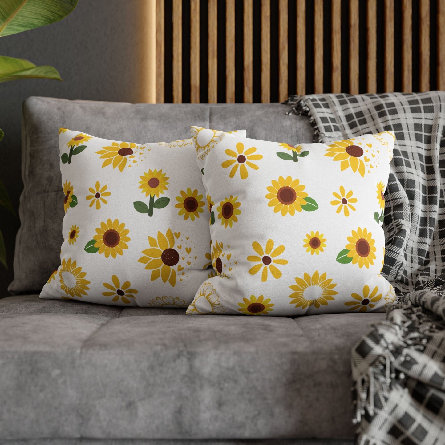 Sunflower Burst Square Pillowcase Pretty Cute Summer Flower Pillow Sham Floral Spring Accent Pillowcase Dorm Room Decor - Home Decor - Kristine Celestine