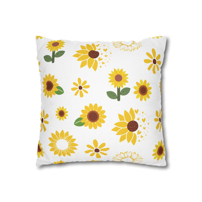 Sunflower Burst Square Pillowcase Pretty Cute Summer Flower Pillow Sham Floral Spring Accent Pillowcase Dorm Room Decor - Home Decor - Kristine Celestine