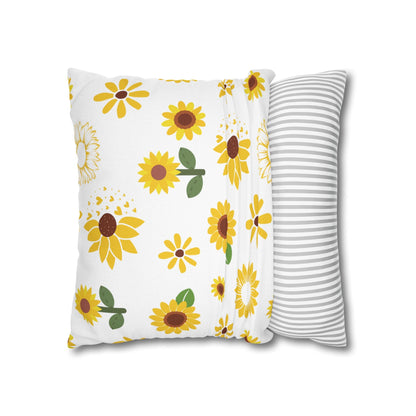 Sunflower Burst Square Pillowcase Pretty Cute Summer Flower Pillow Sham Floral Spring Accent Pillowcase Dorm Room Decor - Home Decor - Kristine Celestine