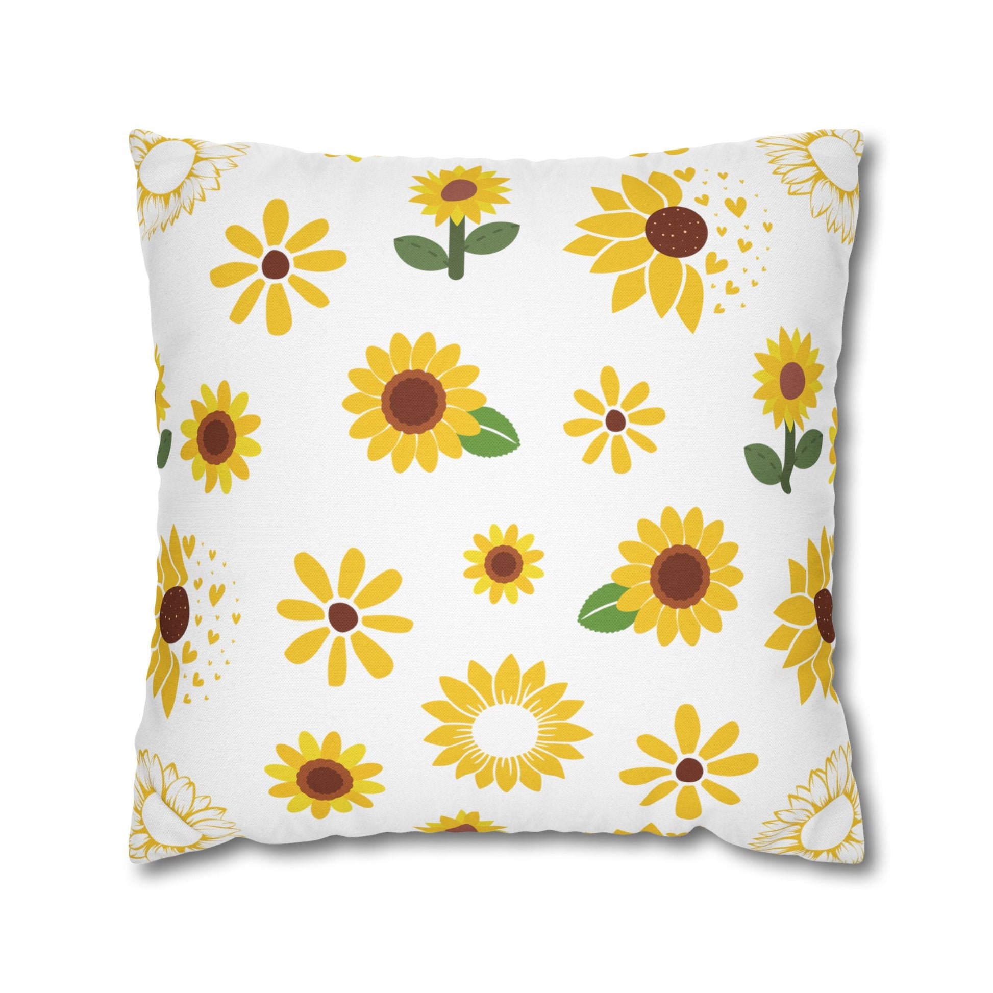 Sunflower Burst Square Pillowcase Pretty Cute Summer Flower Pillow Sham Floral Spring Accent Pillowcase Dorm Room Decor - Home Decor - Kristine Celestine