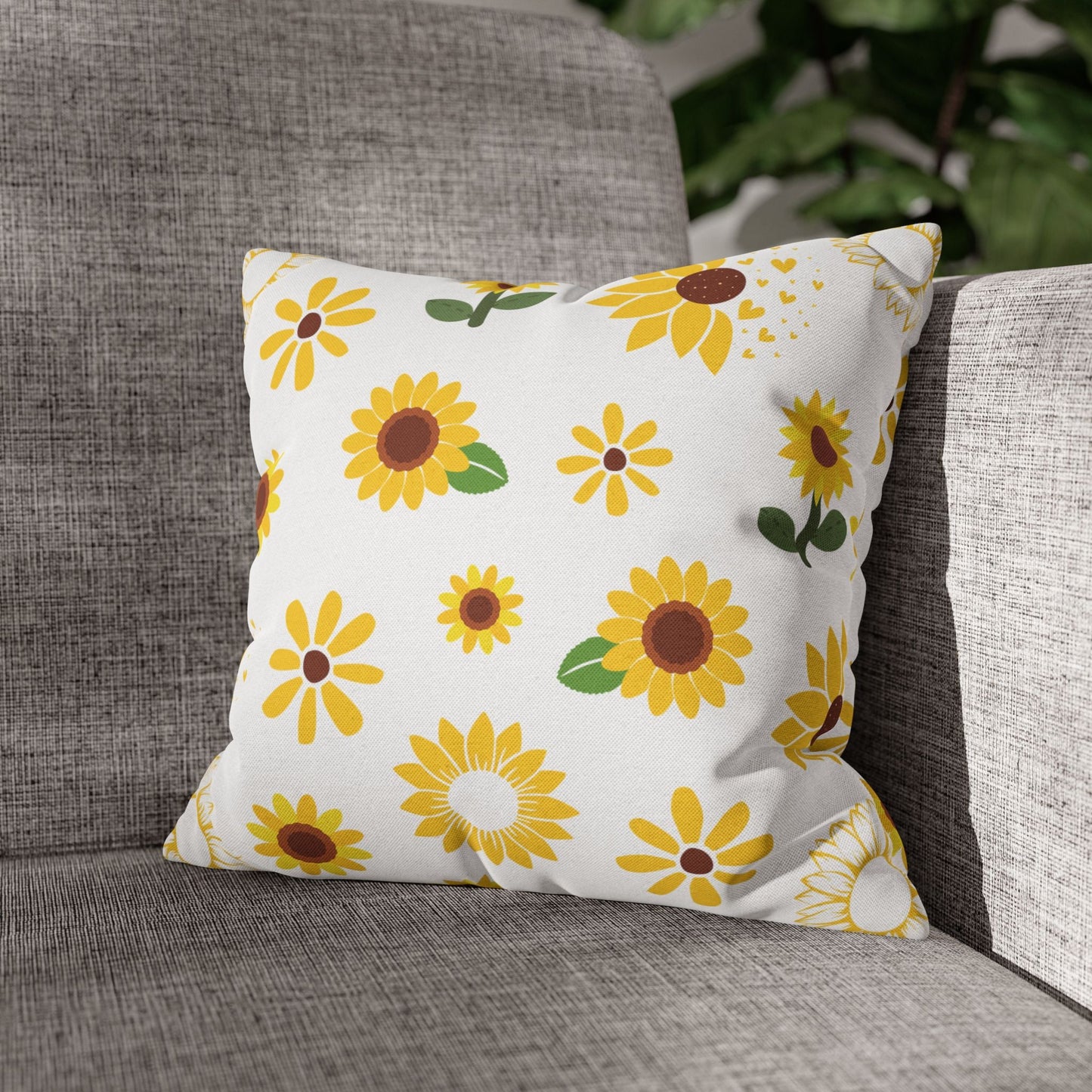 Sunflower Burst Square Pillowcase Pretty Cute Summer Flower Pillow Sham Floral Spring Accent Pillowcase Dorm Room Decor - Home Decor - Kristine Celestine