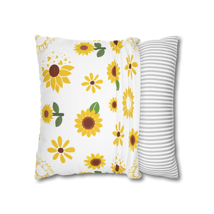 Sunflower Burst Square Pillowcase Pretty Cute Summer Flower Pillow Sham Floral Spring Accent Pillowcase Dorm Room Decor - Home Decor - Kristine Celestine