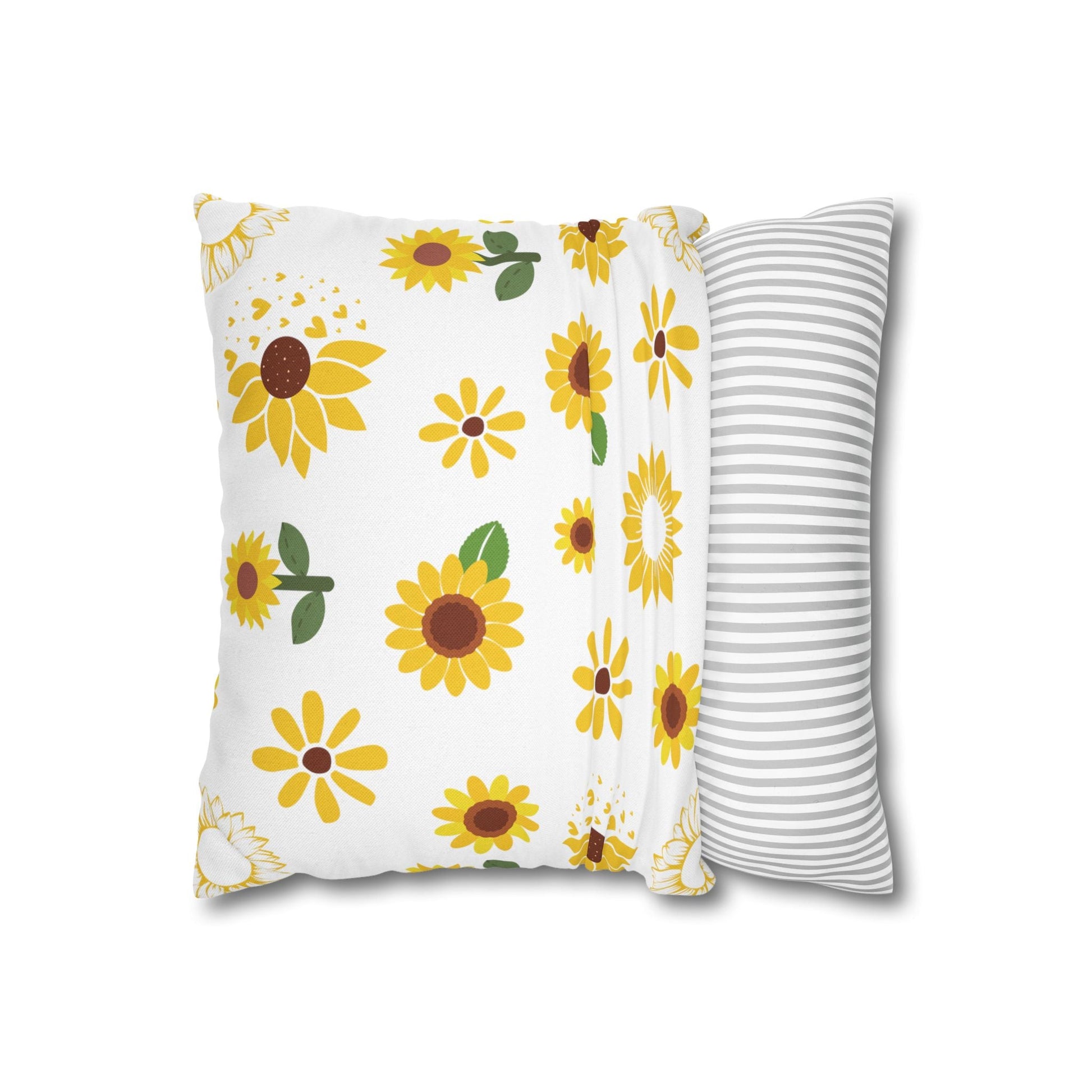 Sunflower Burst Square Pillowcase Pretty Cute Summer Flower Pillow Sham Floral Spring Accent Pillowcase Dorm Room Decor - Home Decor - Kristine Celestine