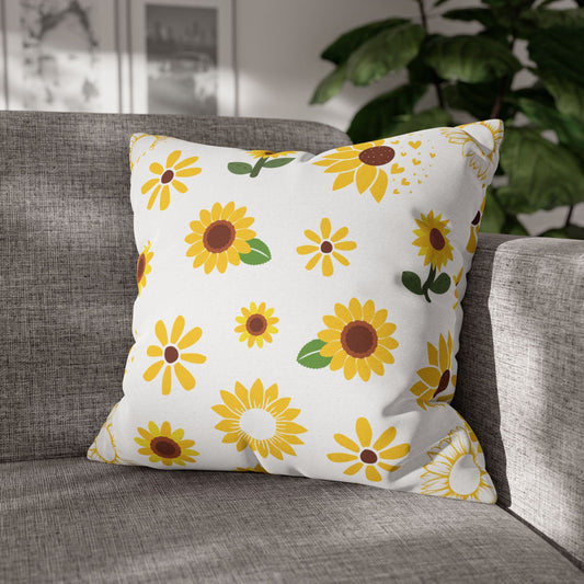 Sunflower Burst Square Pillowcase Pretty Cute Summer Flower Pillow Sham Floral Spring Accent Pillowcase Dorm Room Decor - Home Decor - Kristine Celestine