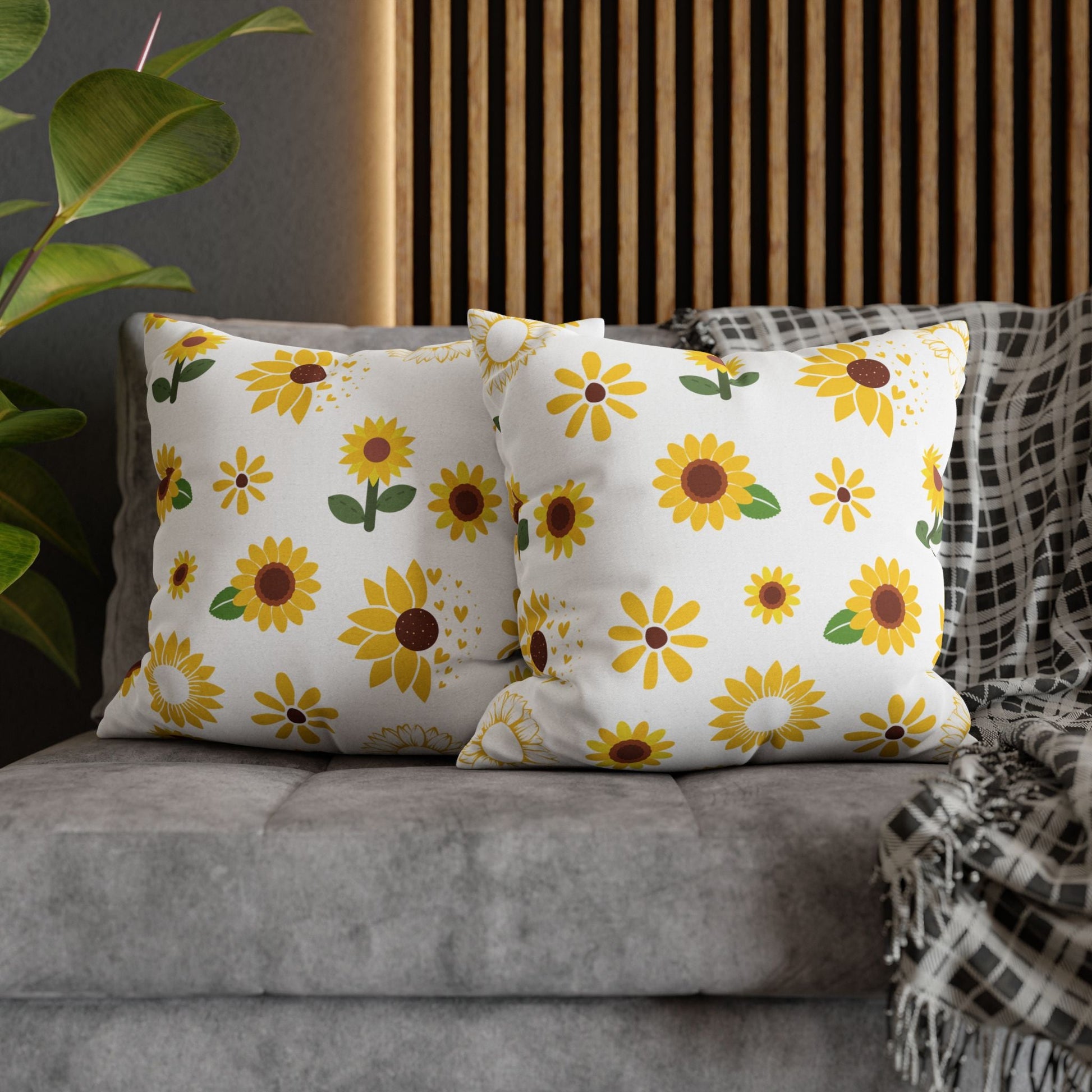 Sunflower Burst Square Pillowcase Pretty Cute Summer Flower Pillow Sham Floral Spring Accent Pillowcase Dorm Room Decor - Home Decor - Kristine Celestine