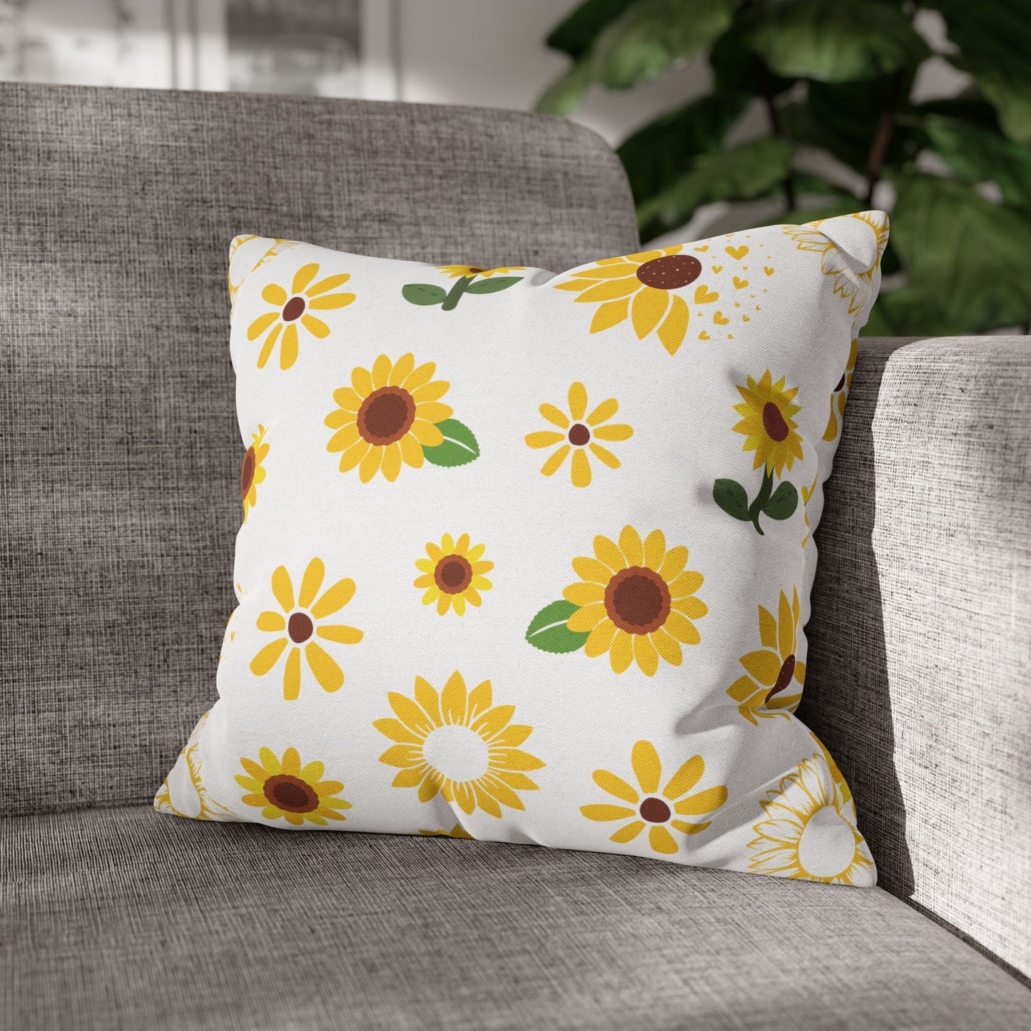 Sunflower Burst Square Pillowcase Pretty Cute Summer Flower Pillow Sham Floral Spring Accent Pillowcase Dorm Room Decor - Home Decor - Kristine Celestine