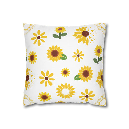 Sunflower Burst Square Pillowcase Pretty Cute Summer Flower Pillow Sham Floral Spring Accent Pillowcase Dorm Room Decor - Home Decor - Kristine Celestine