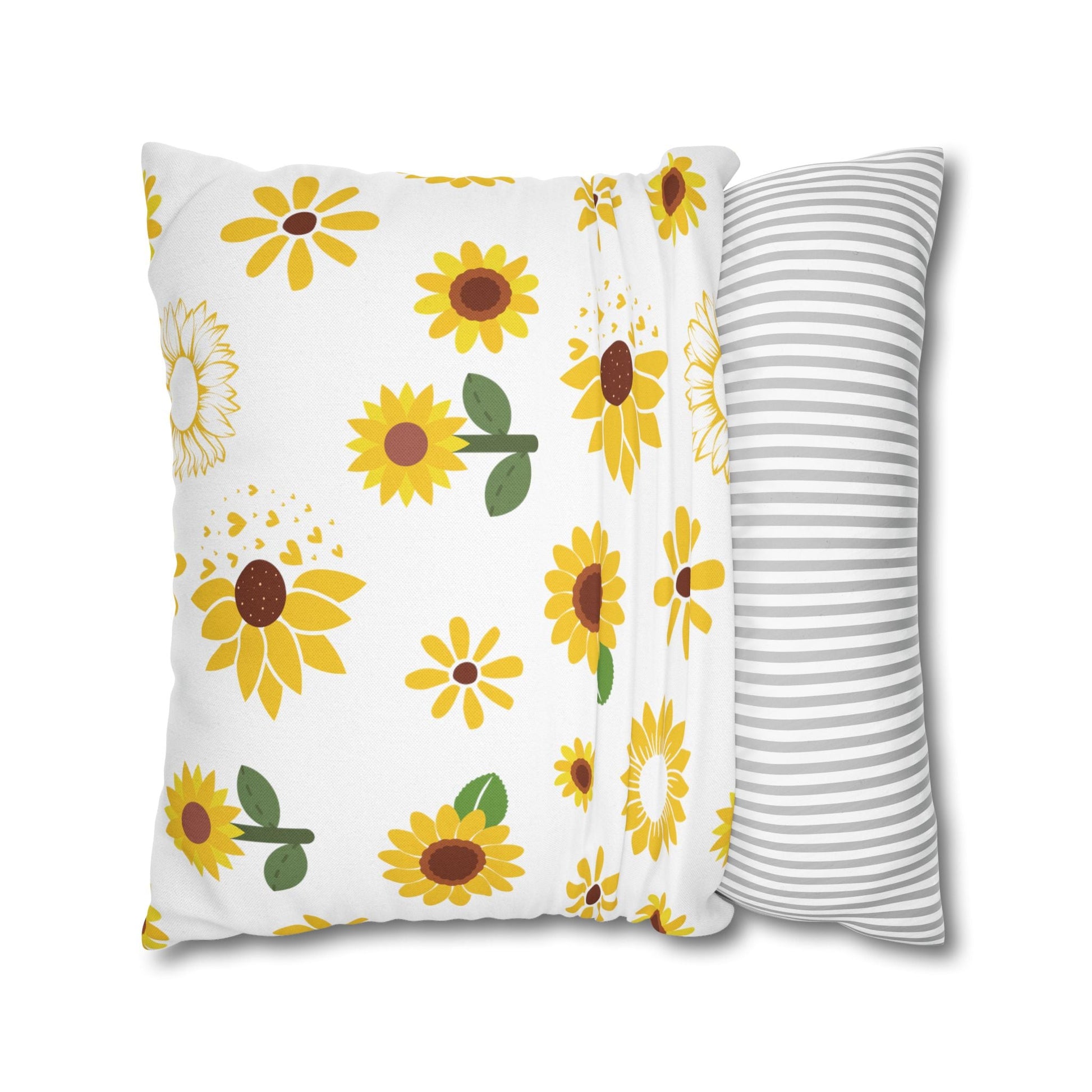 Sunflower Burst Square Pillowcase Pretty Cute Summer Flower Pillow Sham Floral Spring Accent Pillowcase Dorm Room Decor - Home Decor - Kristine Celestine