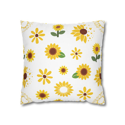 Sunflower Burst Square Pillowcase Pretty Cute Summer Flower Pillow Sham Floral Spring Accent Pillowcase Dorm Room Decor - Home Decor - Kristine Celestine