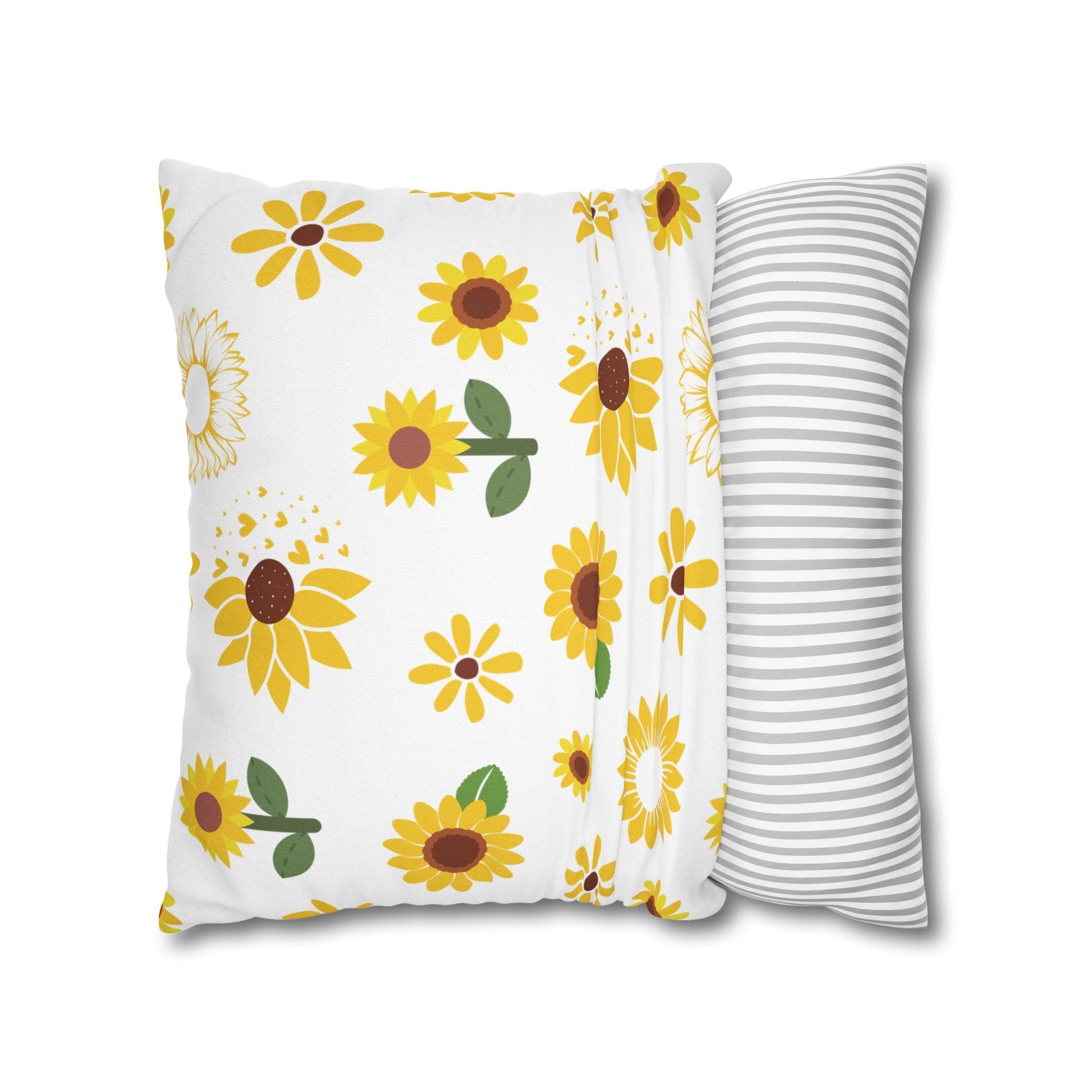 Sunflower Burst Square Pillowcase Pretty Cute Summer Flower Pillow Sham Floral Spring Accent Pillowcase Dorm Room Decor - Home Decor - Kristine Celestine