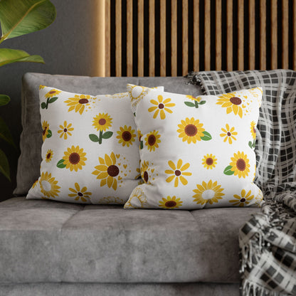 Sunflower Burst Square Pillowcase Pretty Cute Summer Flower Pillow Sham Floral Spring Accent Pillowcase Dorm Room Decor - Home Decor - Kristine Celestine