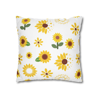 Sunflower Burst Square Pillowcase Pretty Cute Summer Flower Pillow Sham Floral Spring Accent Pillowcase Dorm Room Decor - Home Decor - Kristine Celestine