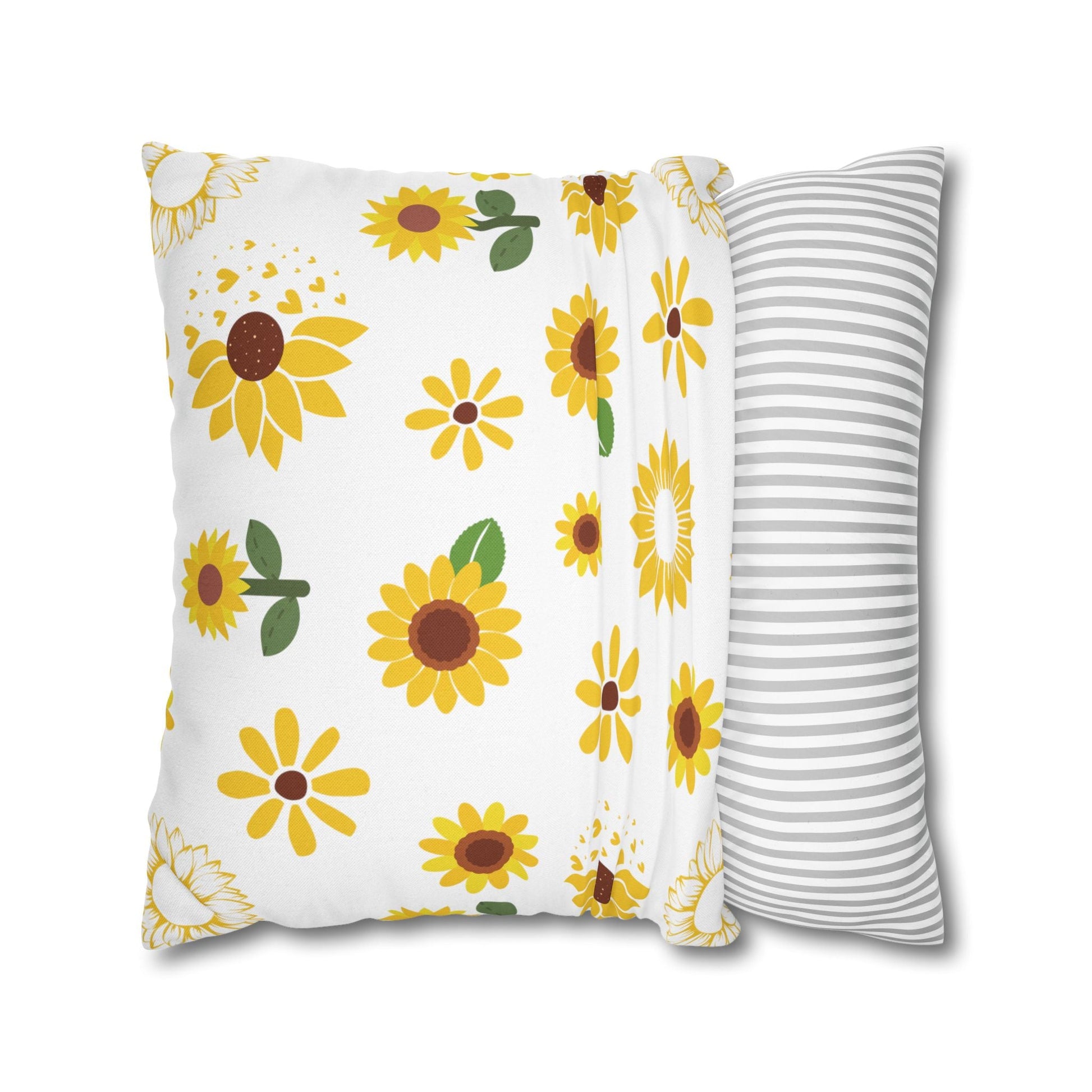 Sunflower Burst Square Pillowcase Pretty Cute Summer Flower Pillow Sham Floral Spring Accent Pillowcase Dorm Room Decor - Home Decor - Kristine Celestine