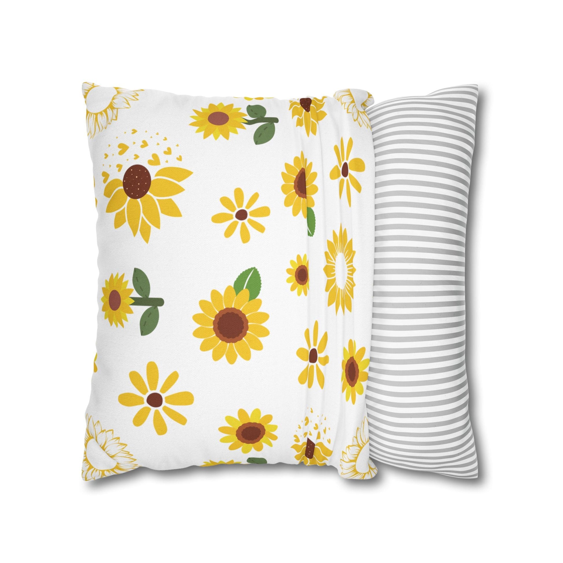 Sunflower Burst Square Pillowcase Pretty Cute Summer Flower Pillow Sham Floral Spring Accent Pillowcase Dorm Room Decor - Home Decor - Kristine Celestine