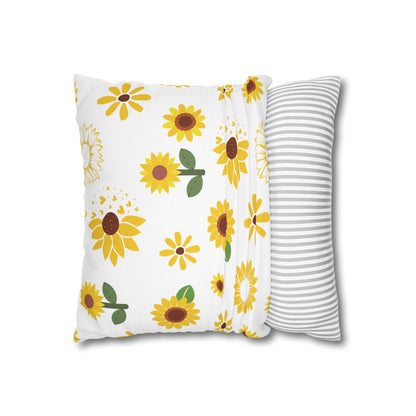 Sunflower Burst Square Pillowcase Pretty Cute Summer Flower Pillow Sham Floral Spring Accent Pillowcase Dorm Room Decor - Home Decor - Kristine Celestine