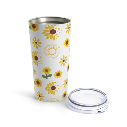 Sunflower Burst Tumbler 20 oz Cute Sunny Summer Drinkware Yellow Spring Flower Classic Garden Lover Birthday Gift - Mug - Kristine Celestine