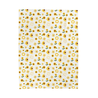 Sunflower Burst Velveteen Plush Blanket Bright Yellow Blanket Summer Flower Bed Sheet Floral Spring Picnic Blanket Summer Movie Night Blanket Sunny Sunflower Spread - All Over Prints - Kristine Celestine