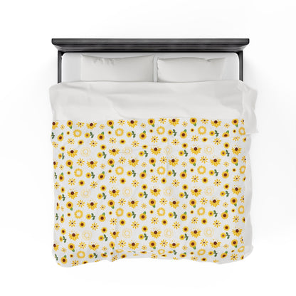 Sunflower Burst Velveteen Plush Blanket Bright Yellow Blanket Summer Flower Bed Sheet Floral Spring Picnic Blanket Summer Movie Night Blanket Sunny Sunflower Spread - All Over Prints - Kristine Celestine