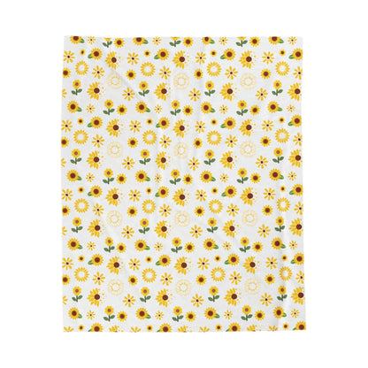 Sunflower Burst Velveteen Plush Blanket Bright Yellow Blanket Summer Flower Bed Sheet Floral Spring Picnic Blanket Summer Movie Night Blanket Sunny Sunflower Spread - All Over Prints - Kristine Celestine