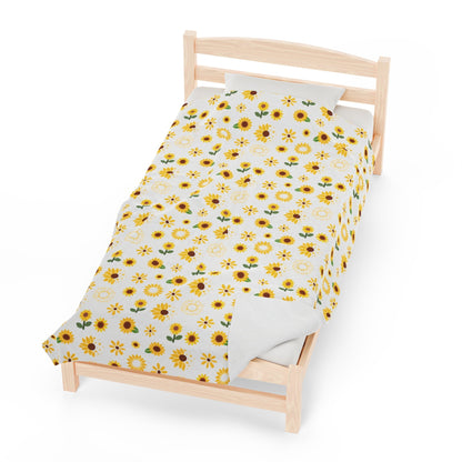 Sunflower Burst Velveteen Plush Blanket Bright Yellow Blanket Summer Flower Bed Sheet Floral Spring Picnic Blanket Summer Movie Night Blanket Sunny Sunflower Spread - All Over Prints - Kristine Celestine