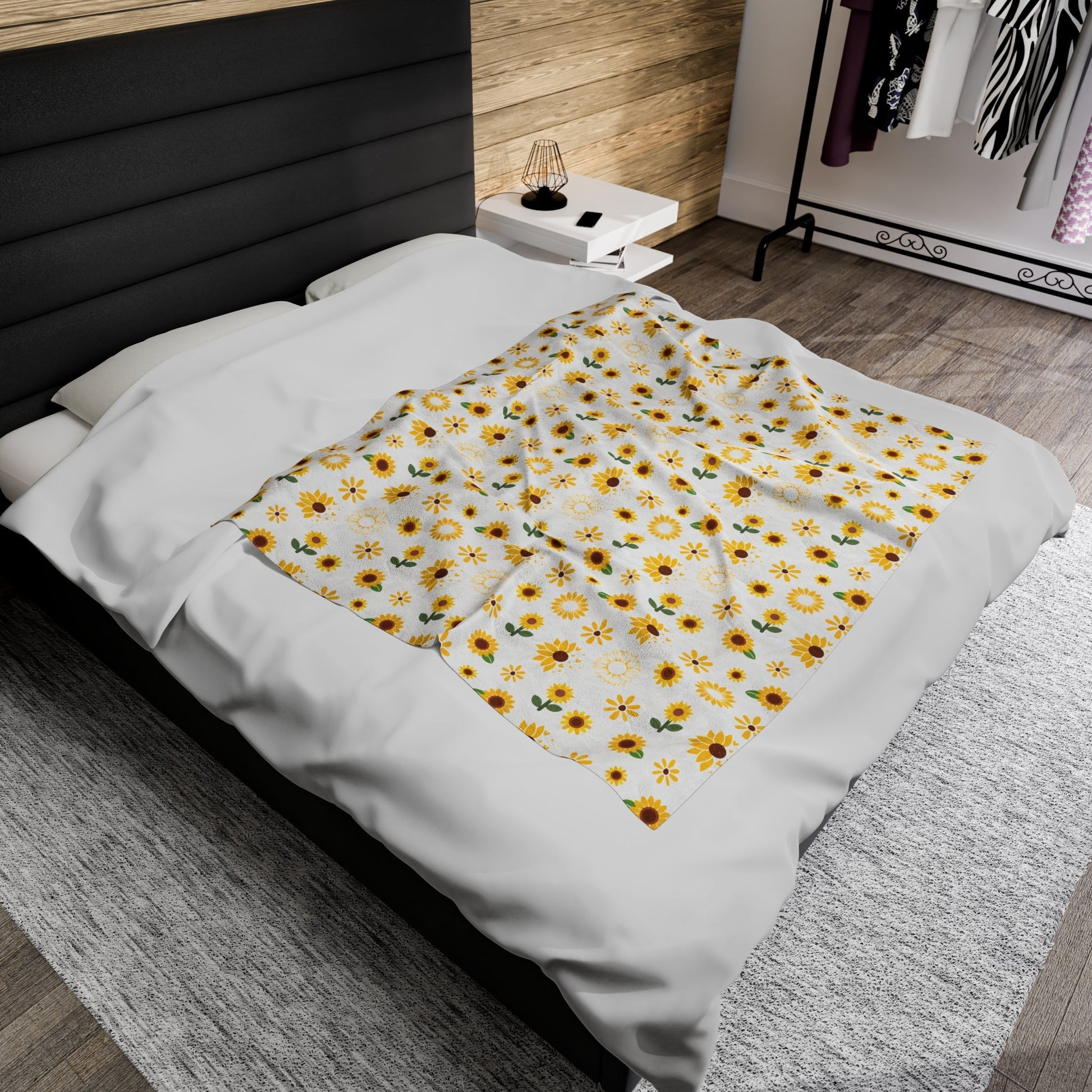 Sunflower Burst Velveteen Plush Blanket Bright Yellow Blanket Summer Flower Bed Sheet Floral Spring Picnic Blanket Summer Movie Night Blanket Sunny Sunflower Spread - All Over Prints - Kristine Celestine