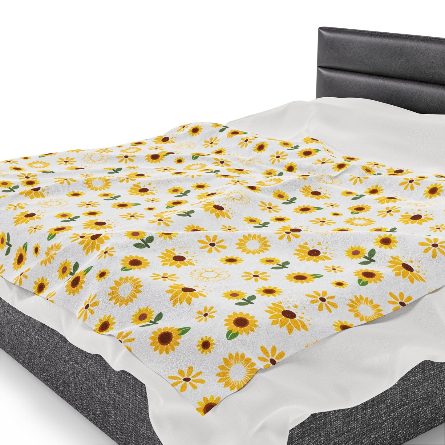 Sunflower Burst Velveteen Plush Blanket Bright Yellow Blanket Summer Flower Bed Sheet Floral Spring Picnic Blanket Summer Movie Night Blanket Sunny Sunflower Spread - All Over Prints - Kristine Celestine