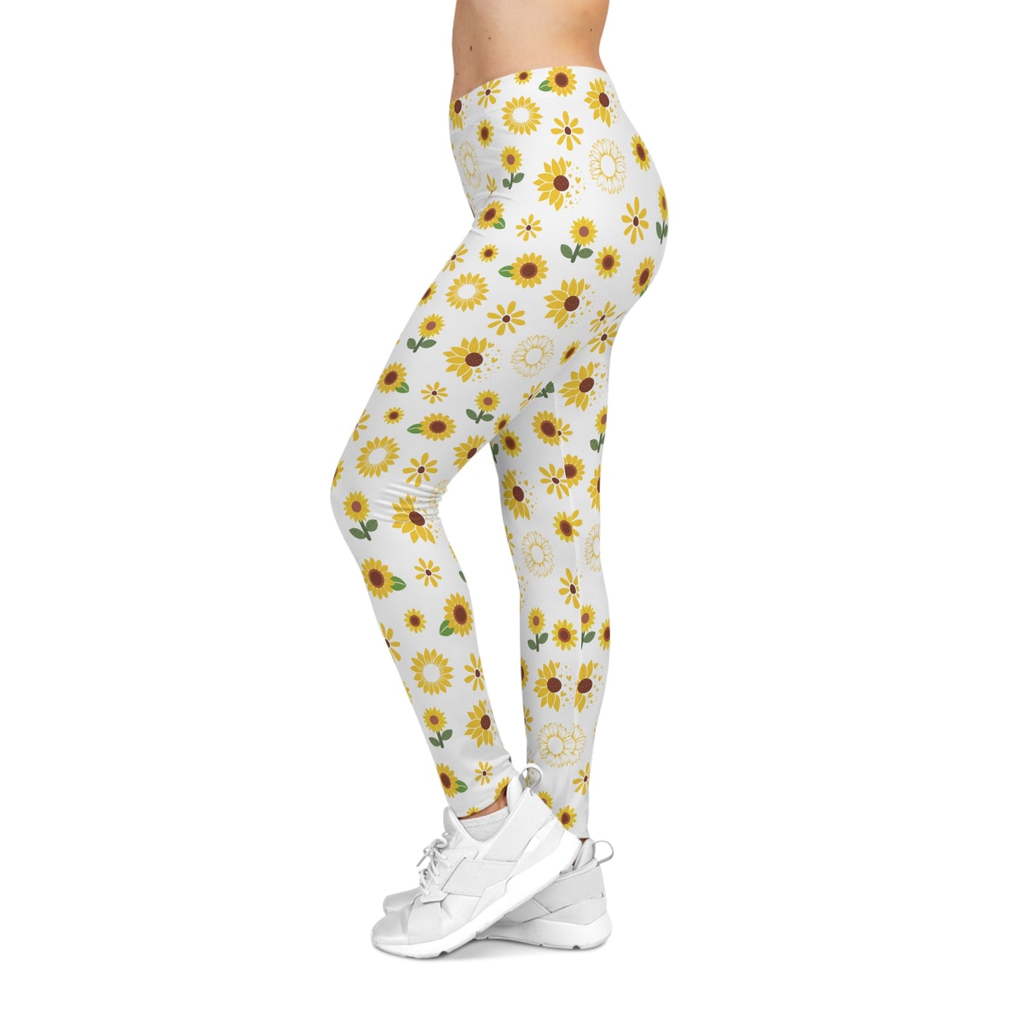 Sunflower Burst Women's Casual Leggings Cute Yellow Summer Flower Exercise Attire Floral Spring Gym Leggings Bright Morning Yoga Pants - All Over Prints - Kristine Celestine