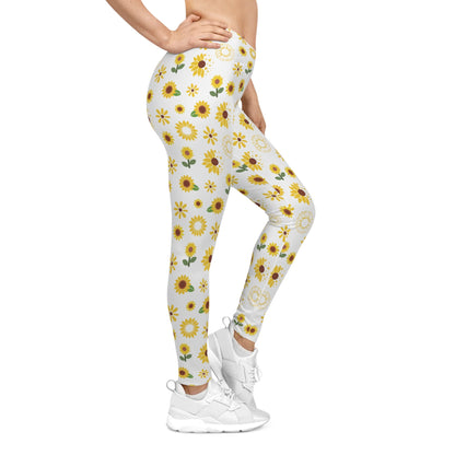 Sunflower Burst Women's Casual Leggings Cute Yellow Summer Flower Exercise Attire Floral Spring Gym Leggings Bright Morning Yoga Pants - All Over Prints - Kristine Celestine