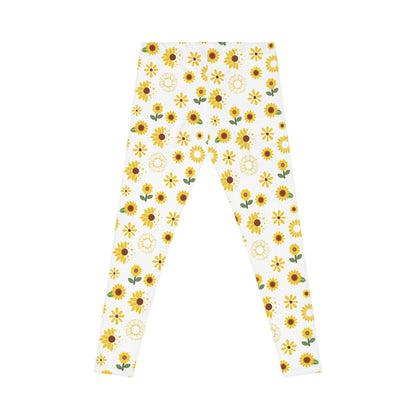 Sunflower Burst Women's Casual Leggings Cute Yellow Summer Flower Exercise Attire Floral Spring Gym Leggings Bright Morning Yoga Pants - All Over Prints - Kristine Celestine