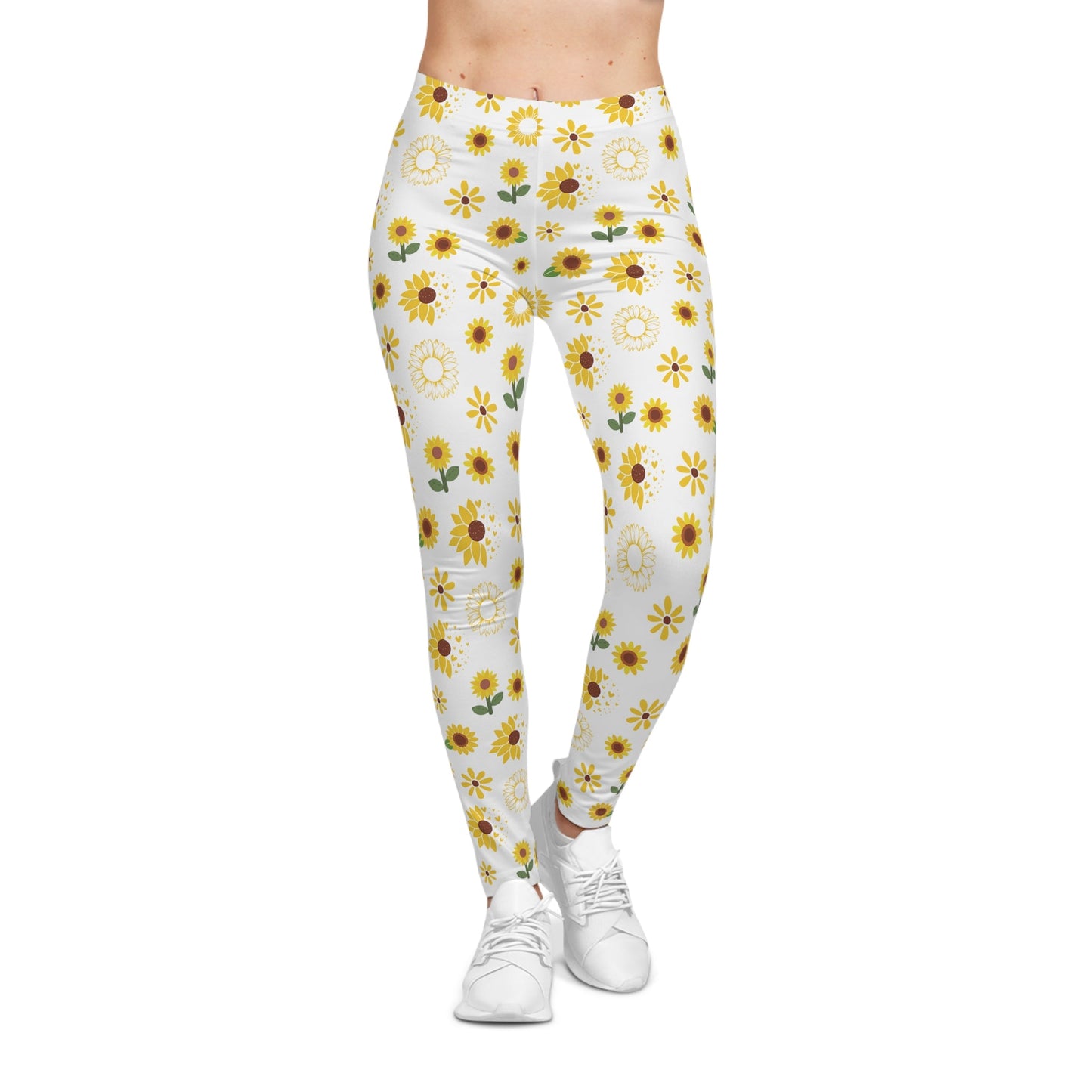 Sunflower Burst Women's Casual Leggings Cute Yellow Summer Flower Exercise Attire Floral Spring Gym Leggings Bright Morning Yoga Pants - All Over Prints - Kristine Celestine