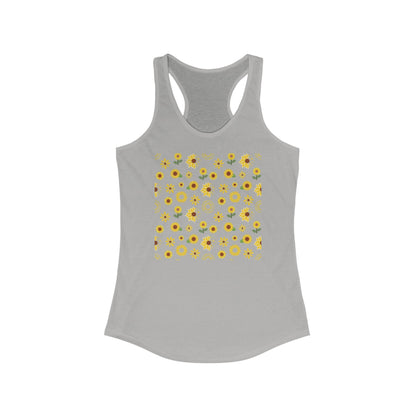 Sunflower Burst Women's Tank Top Yellow Flower Garden Gym Sleeveless Top Yellow Meadow Exercise Attire Floral Yoga Top - Tank Top - Kristine Celestine