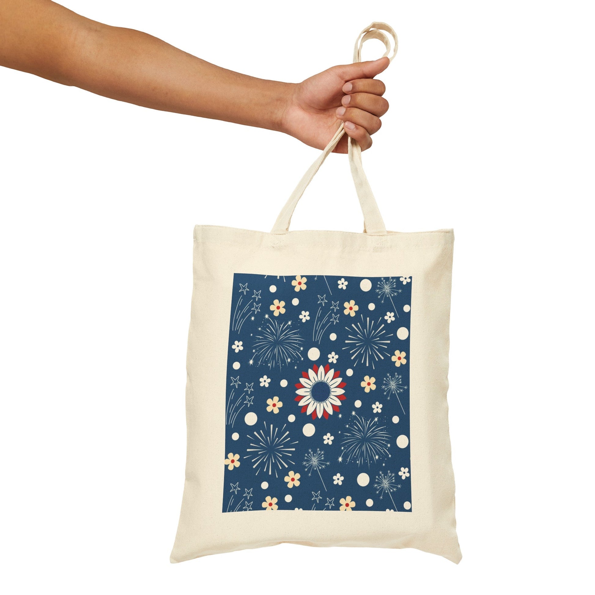 USA Daisy Fireworks Cotton Canvas Tote Bag - Bags - Kristine Celestine