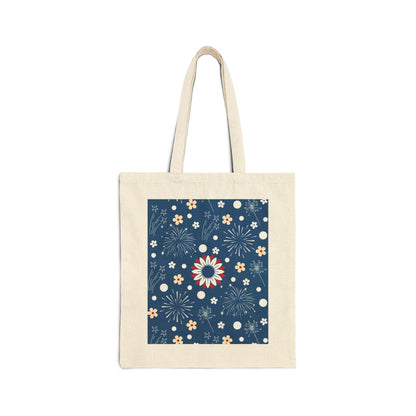 USA Daisy Fireworks Cotton Canvas Tote Bag - Bags - Kristine Celestine