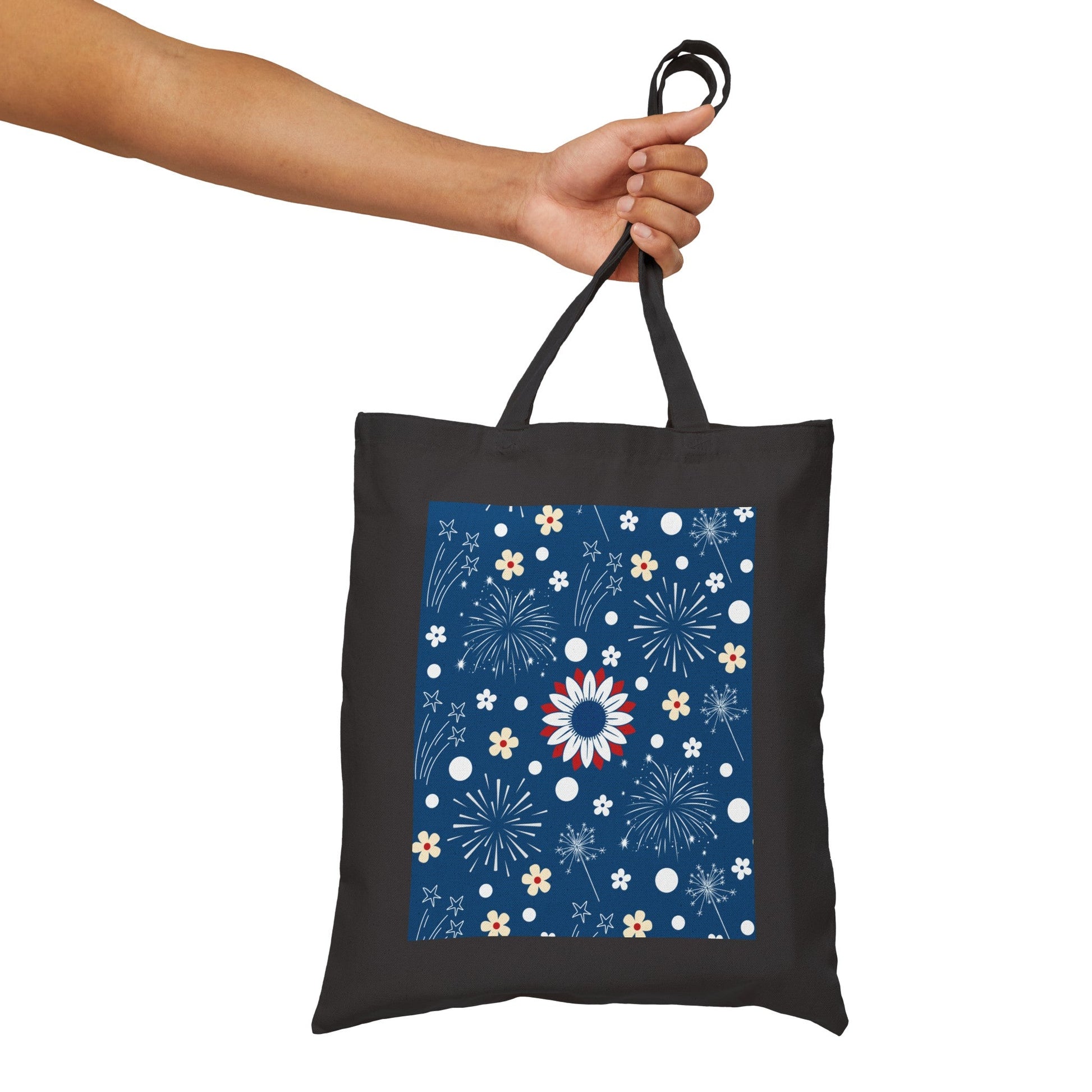 USA Daisy Fireworks Cotton Canvas Tote Bag - Bags - Kristine Celestine