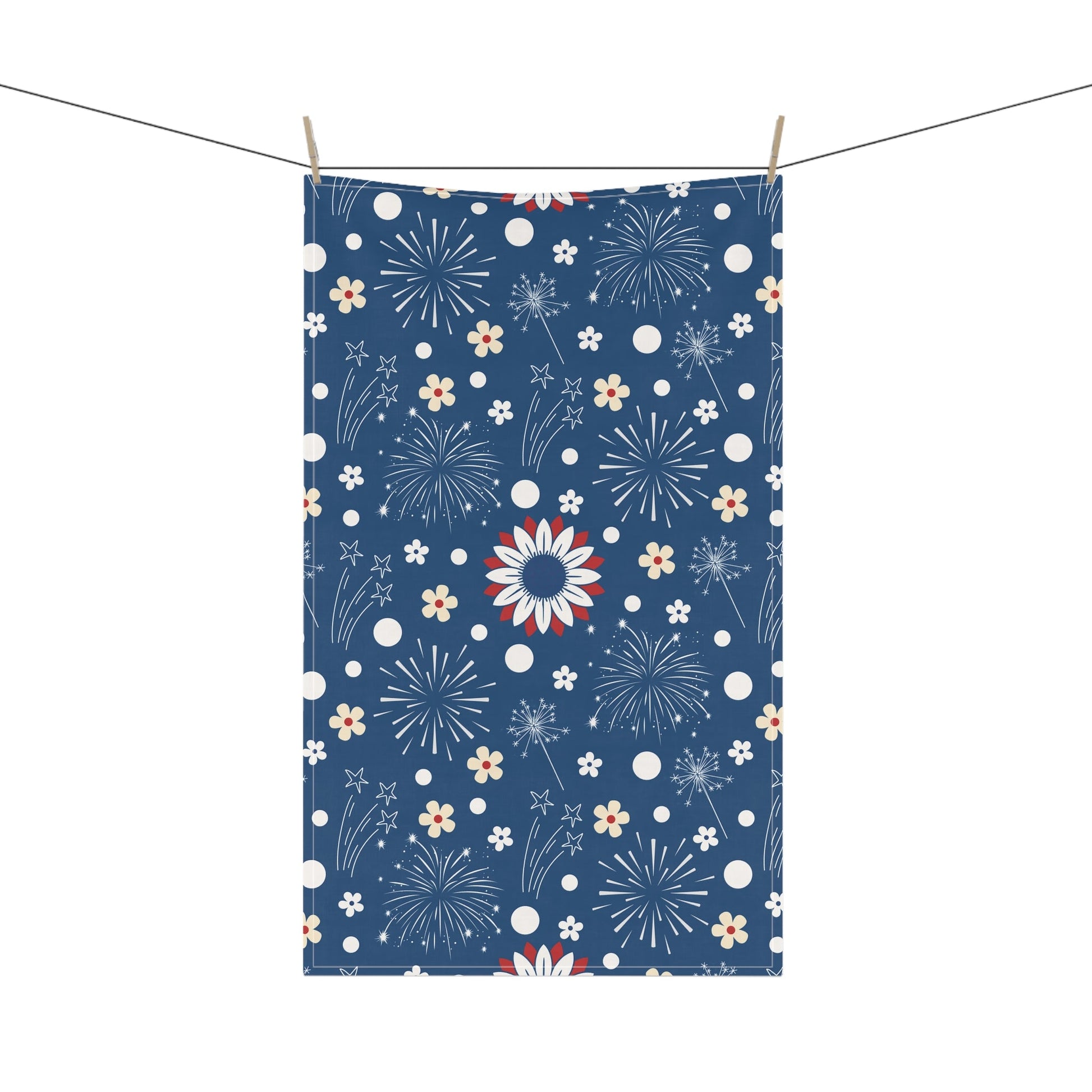 USA Daisy Fireworks Kitchen Towel - Kitchen Towel - Kristine Celestine