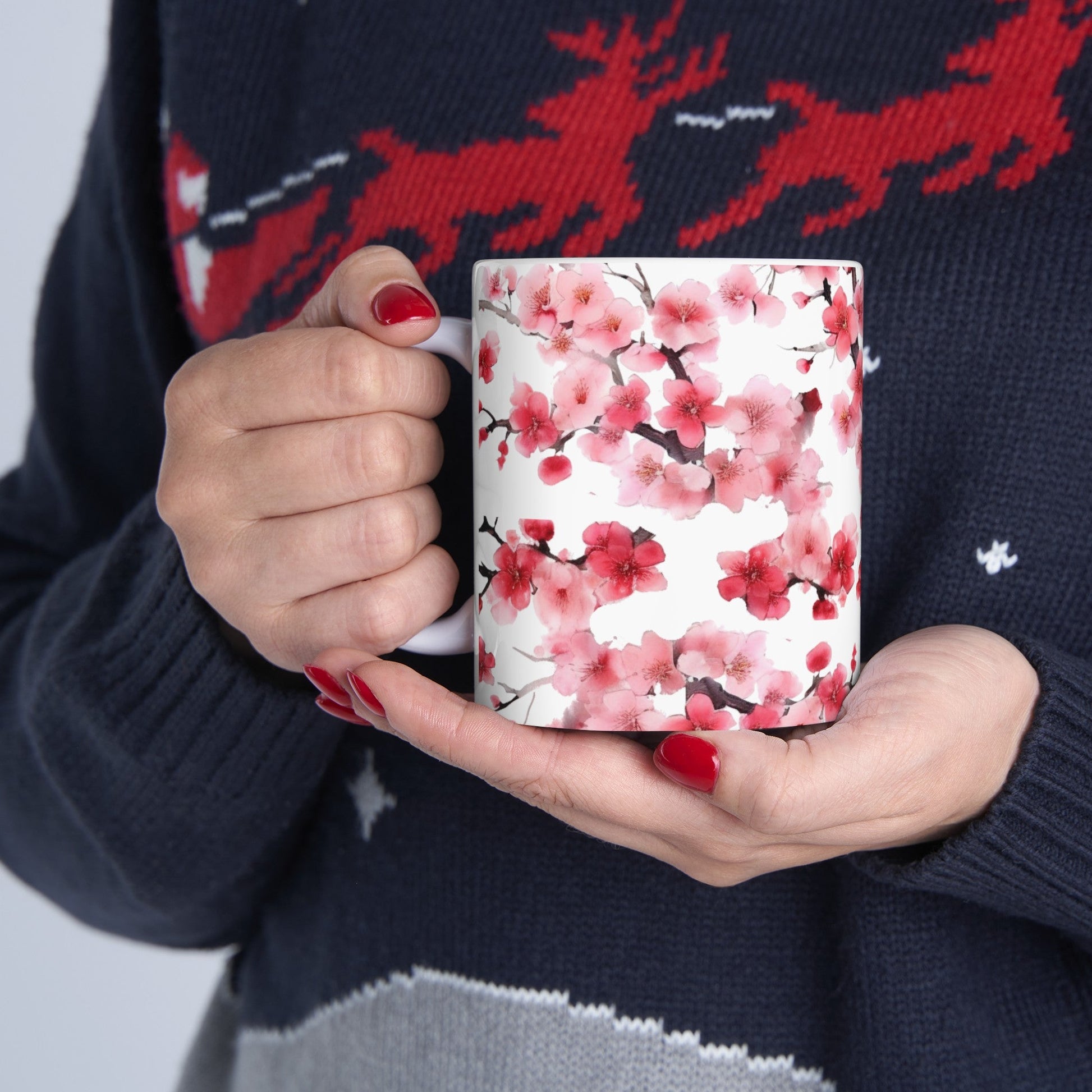 Magenta Cherry Blossom Mug (v4) - Mug - Kristine Celestine