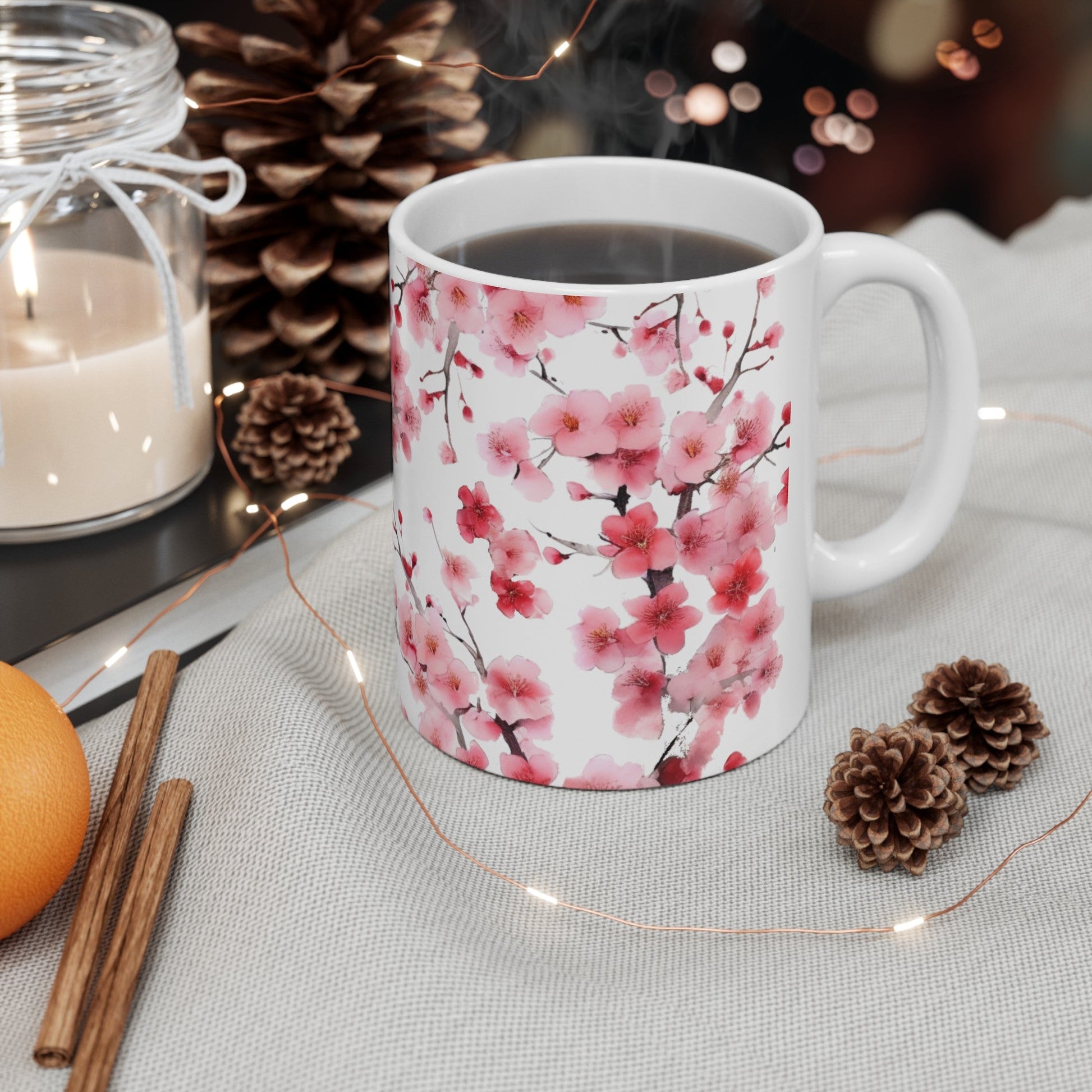 Magenta Cherry Blossom Mug (v4) - Mug - Kristine Celestine