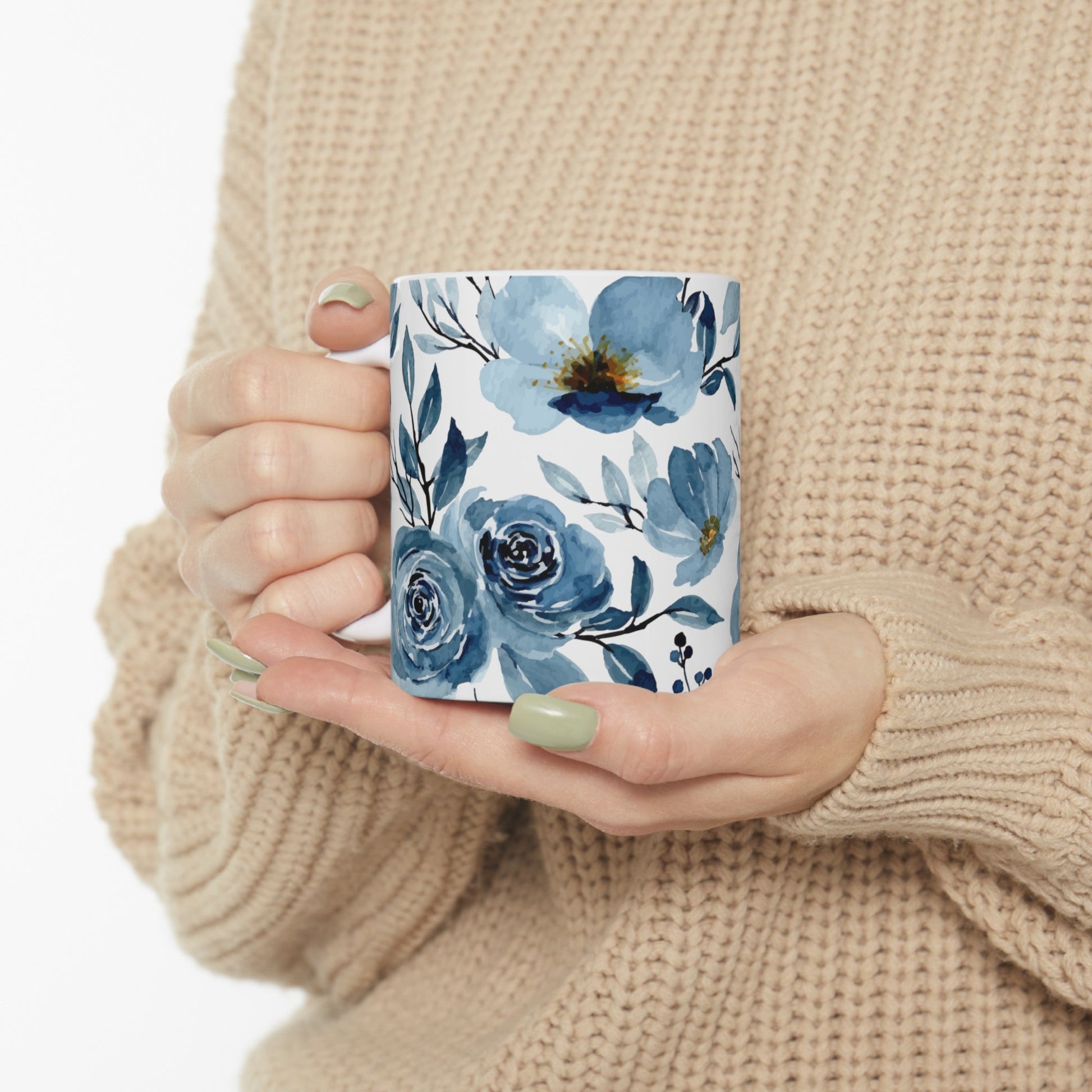 Winter Blue Rose Mug - Mug - Kristine Celestine